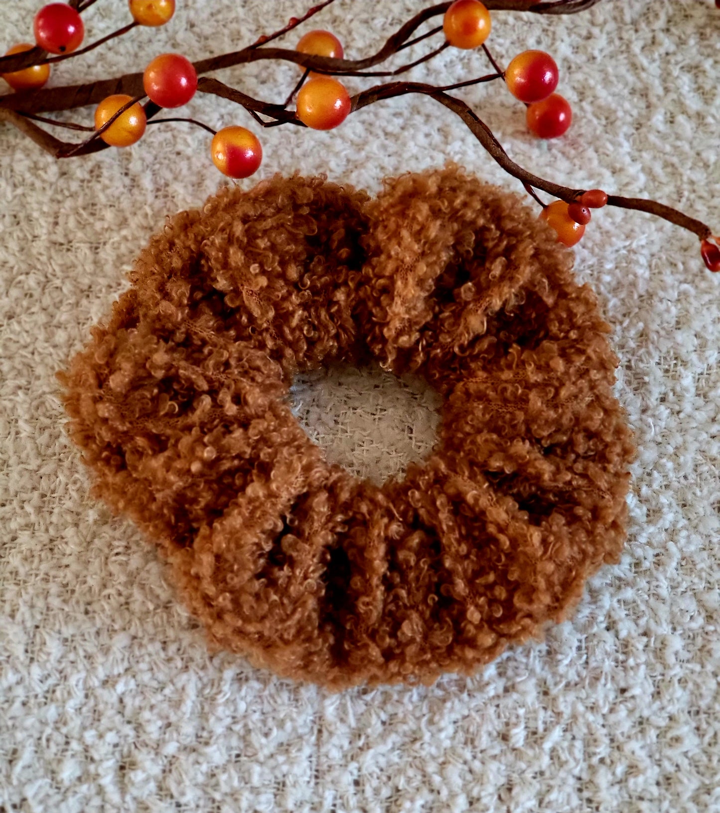 Fall Winter Faux Sherpa Scrunchies Teddy Bear Scrunchies Hair Accessory