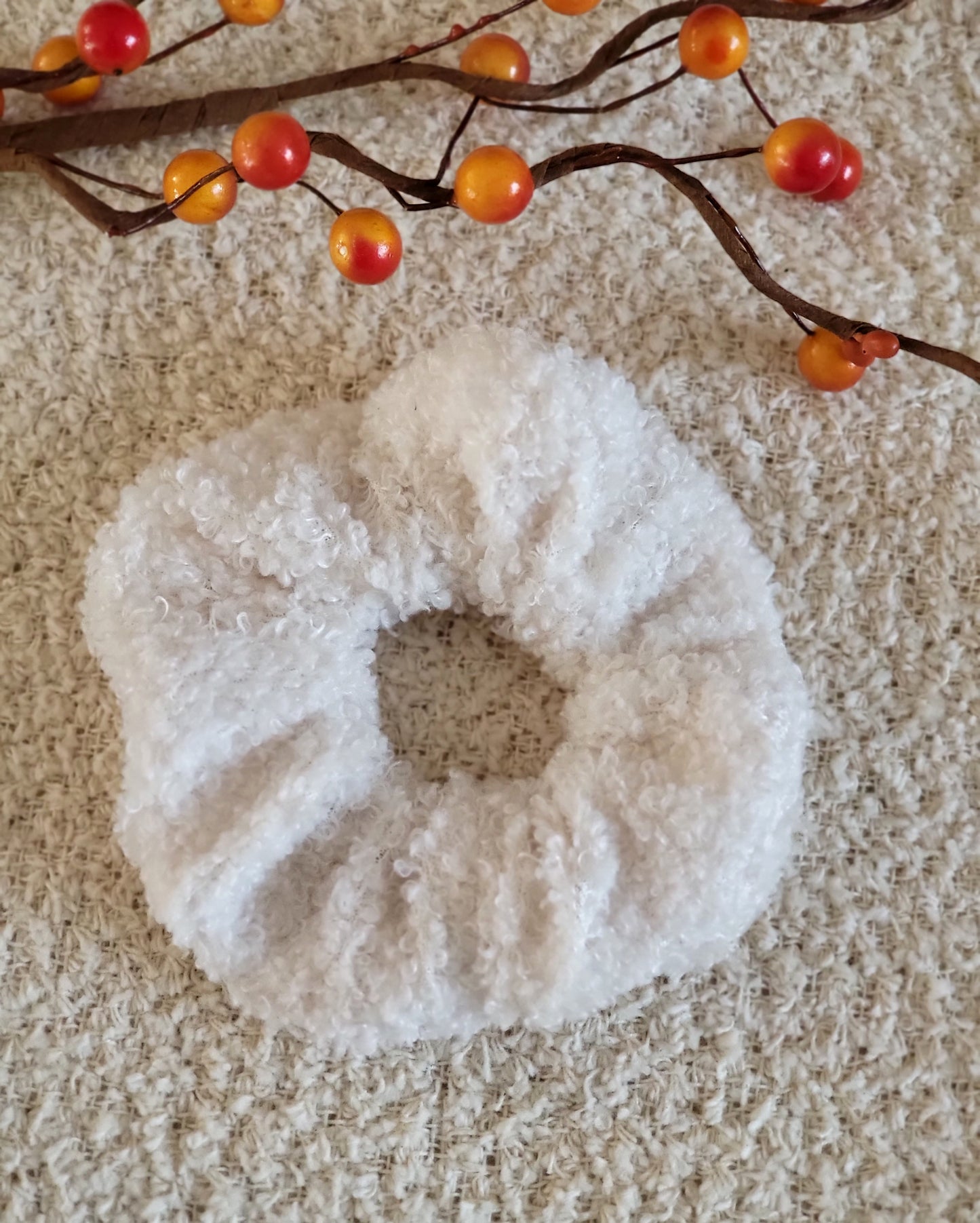 Fall Winter Faux Sherpa Scrunchies Teddy Bear Scrunchies Hair Accessory