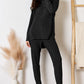 2-Piece Ribbed Round Neck High-Low Slit Top and Pants Set
