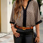 Geometric Print Ladies Notched Blouse