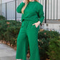Textured Long Sleeve Top and Drawstring Pants 2 Piece Set