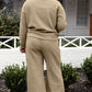 Textured Long Sleeve Top and Drawstring Pants 2 Piece Set