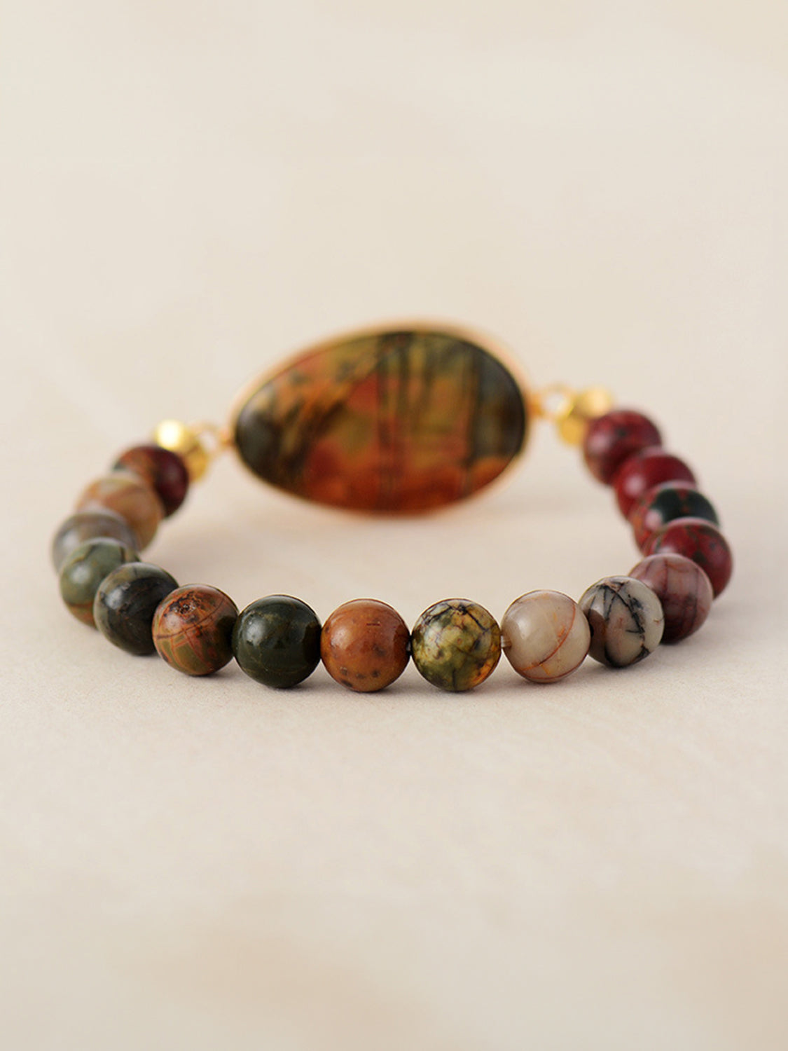 Geometrical Colored Beaded Stone Bracelet