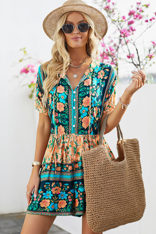 Floral Multicolored Romper