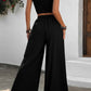Tie Shoulder Smocked Crop Top and Wide Leg Pants Set