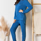 2-Piece Ribbed Round Neck High-Low Slit Top and Pants Set