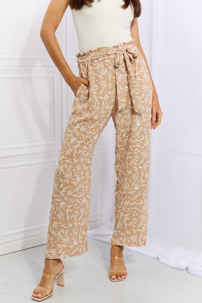 Casual Printed Pants in Tan