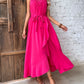 Grecian Neck Pink Tie Belt Dress
