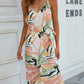 Printed Tie-Waist Spaghetti Strap Dress