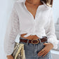 Eyelet Long Sleeve White Chic Shirt