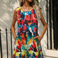 Printed Colorful Sleeveless Dress with Pockets