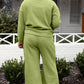 Textured Long Sleeve Top and Drawstring Pants 2 Piece Set