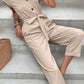 Capped Sleeve Belted V-Neck Jumpsuit