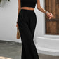Tie Shoulder Smocked Crop Top and Wide Leg Pants Set