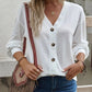 Casual V-Neck Dropped Shoulder Blouse
