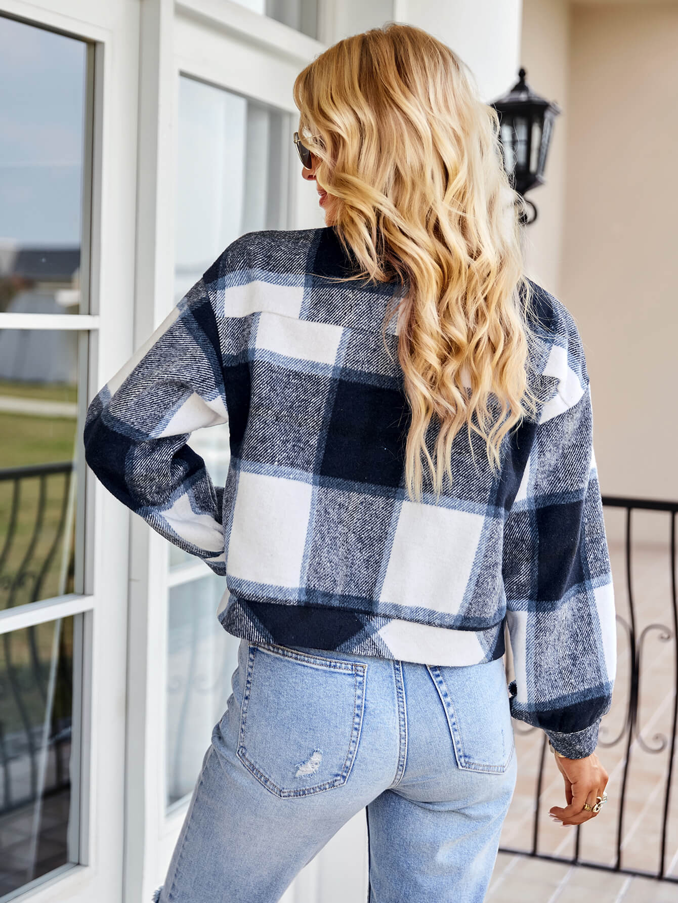 Plaid Cropped Boho Shacket Jacket