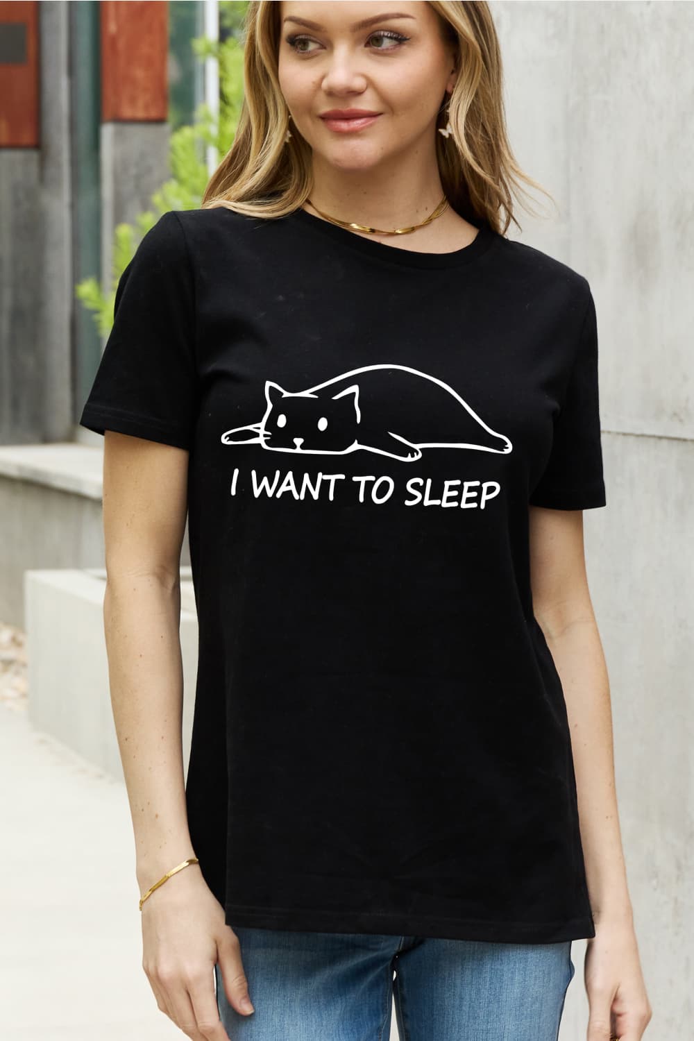 I Want to Sleep Cat Graphic Cotton Tee