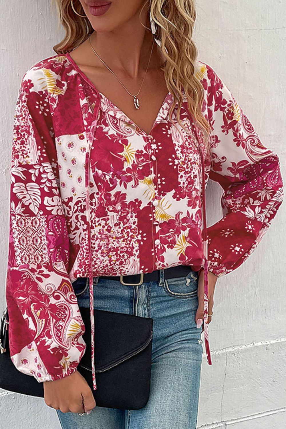 Floral Buttoned Long Sleeve Blouse