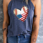 US Flag Heart Graphic Baseball Softball Tank
