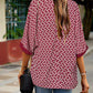 Geometric Print Ladies Notched Blouse