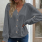 Casual V-Neck Dropped Shoulder Blouse