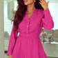 Pink Buttoned Notched Neck Long Sleeve Romper