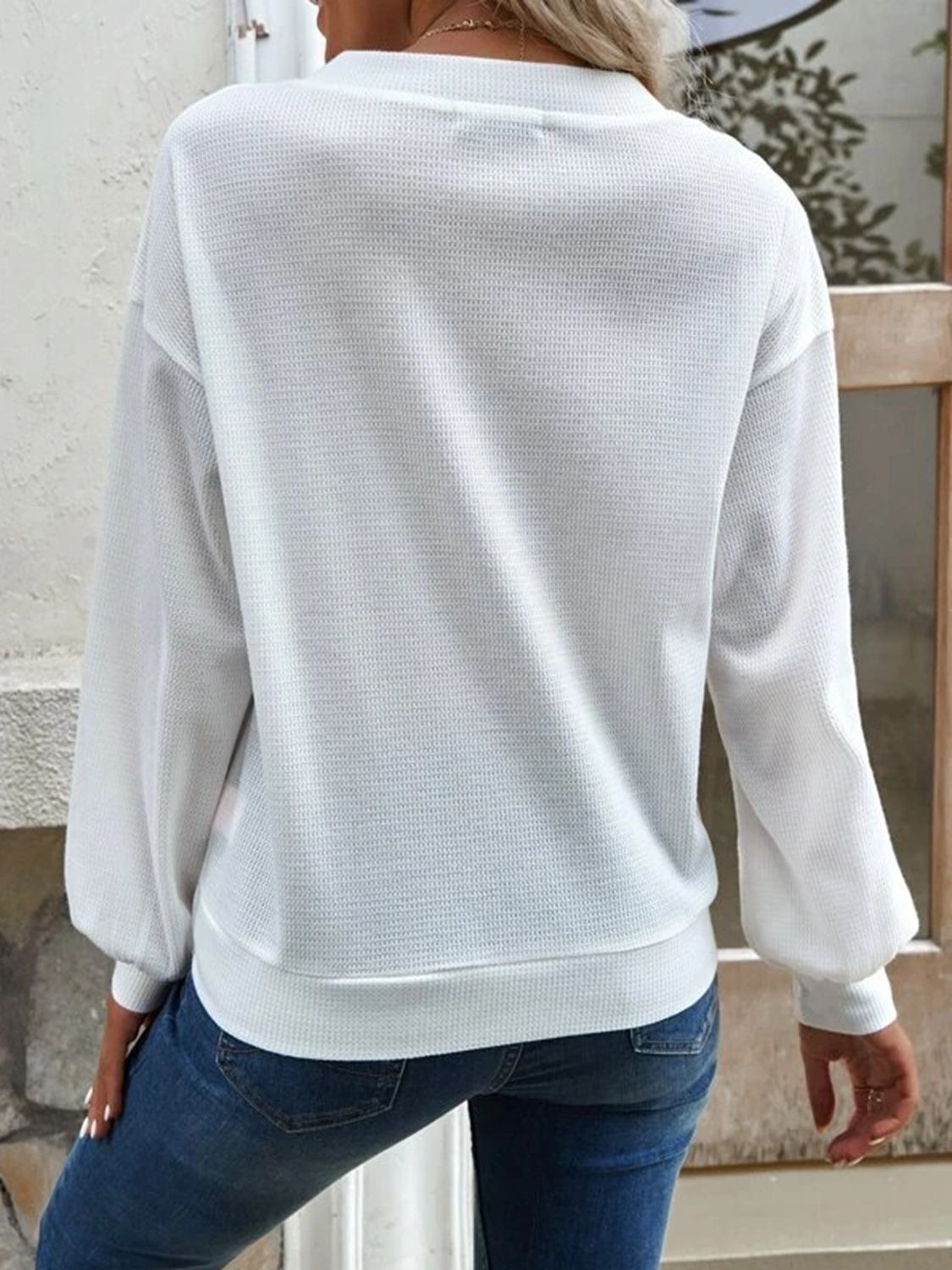 Casual V-Neck Dropped Shoulder Blouse