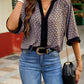 Geometric Print Ladies Notched Blouse