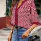 Geometric Print Ladies Notched Blouse