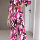 Printed Cropped Top and Pants Set