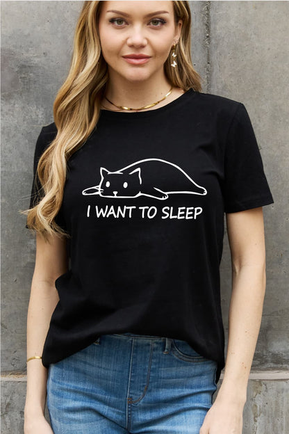 I Want to Sleep Cat Graphic Cotton Tee