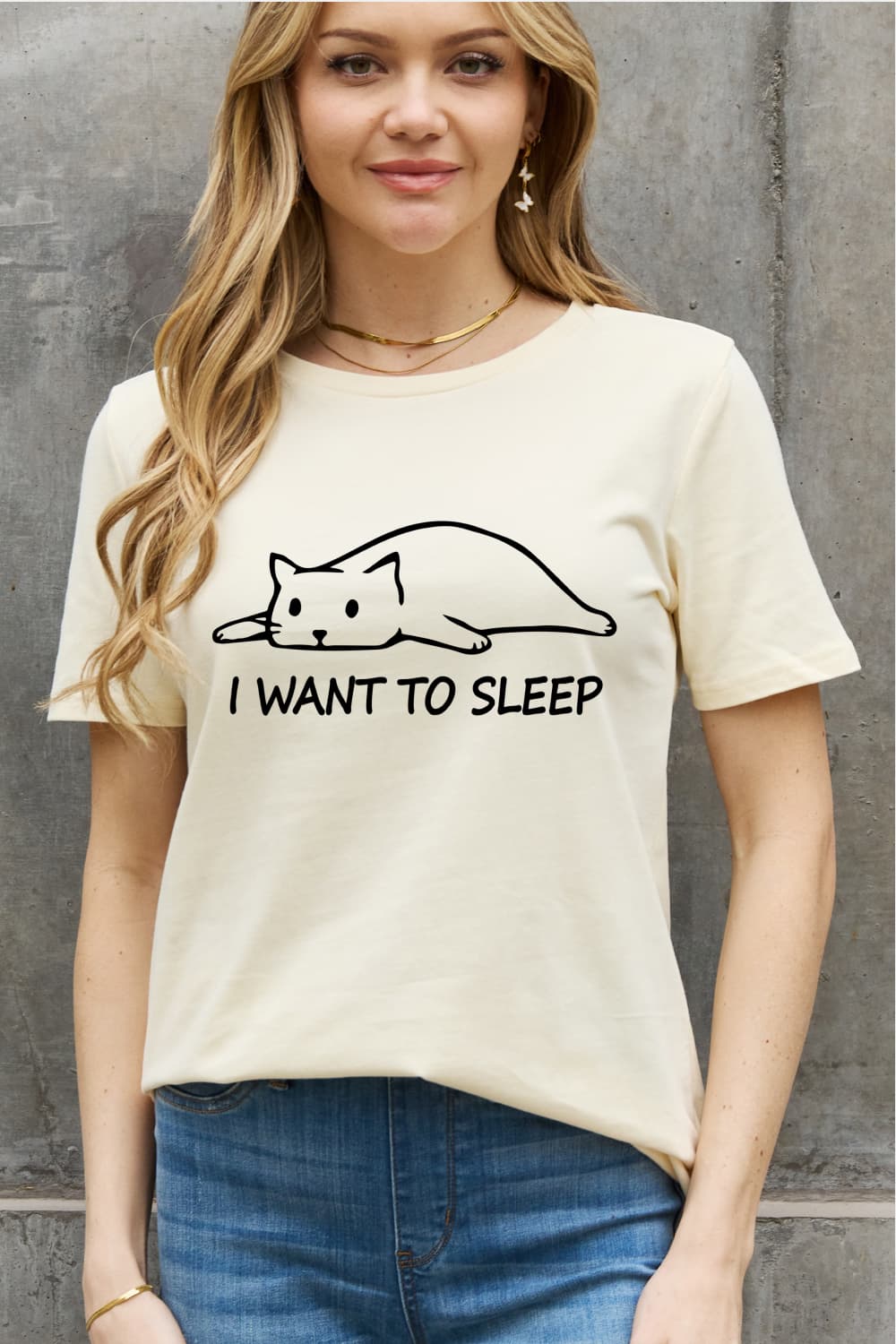 I Want to Sleep Cat Graphic Cotton Tee