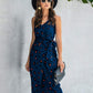 Printed Tie-Waist Spaghetti Strap Dress