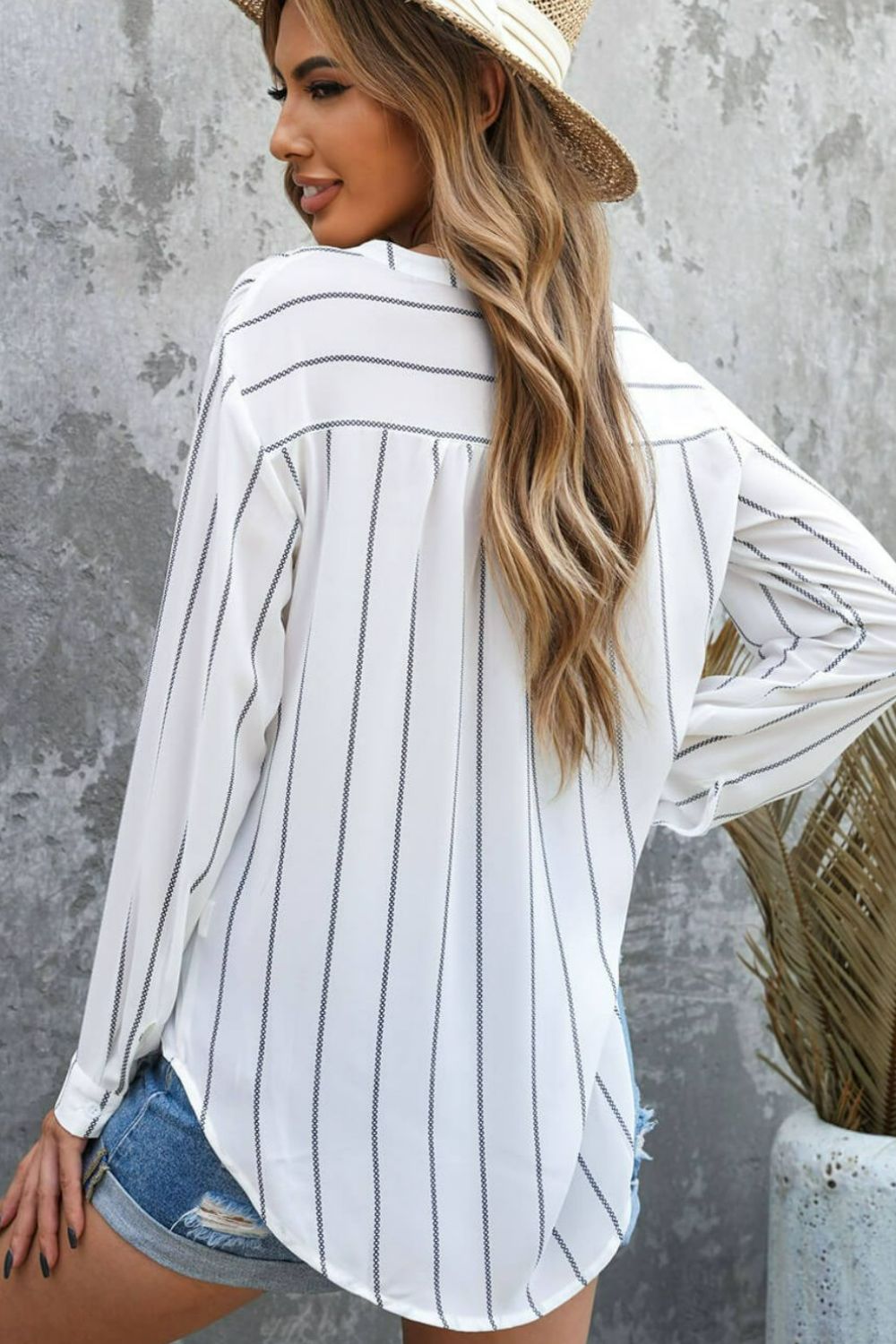 Striped V-Neck Blouse