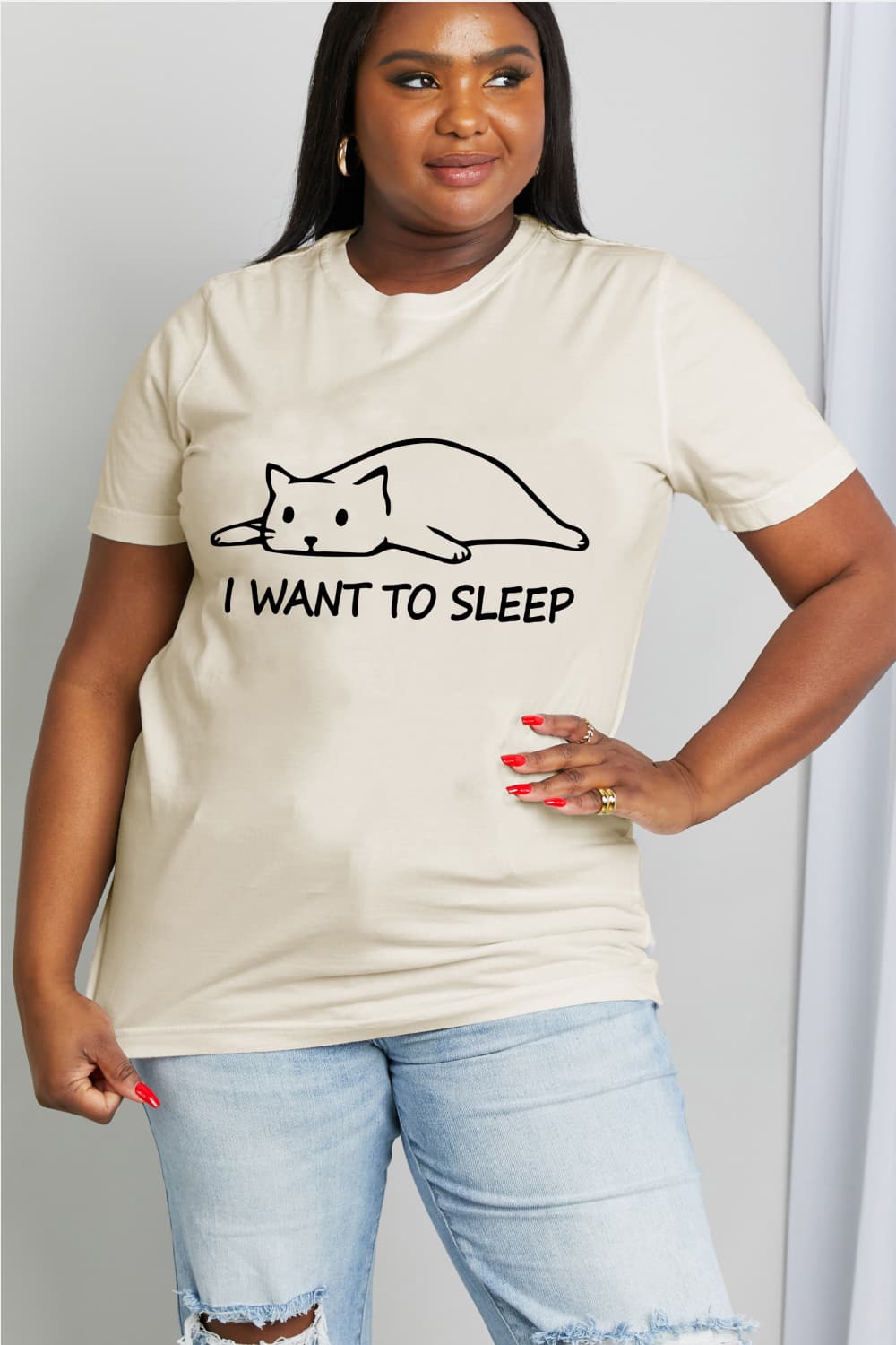 I Want to Sleep Cat Graphic Cotton Tee