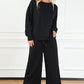 Textured Long Sleeve Top and Drawstring Pants 2 Piece Set