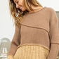 Ladies Tan Brown Drop Shoulder Sweater
