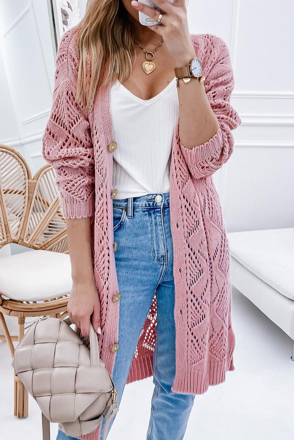 Women's Trendy V-Neck Long Sleeve Cardigan