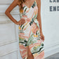 Printed Tie-Waist Spaghetti Strap Dress