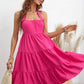 Halter Pink Tiered Knee-Length Dress