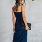 Printed Tie-Waist Spaghetti Strap Dress