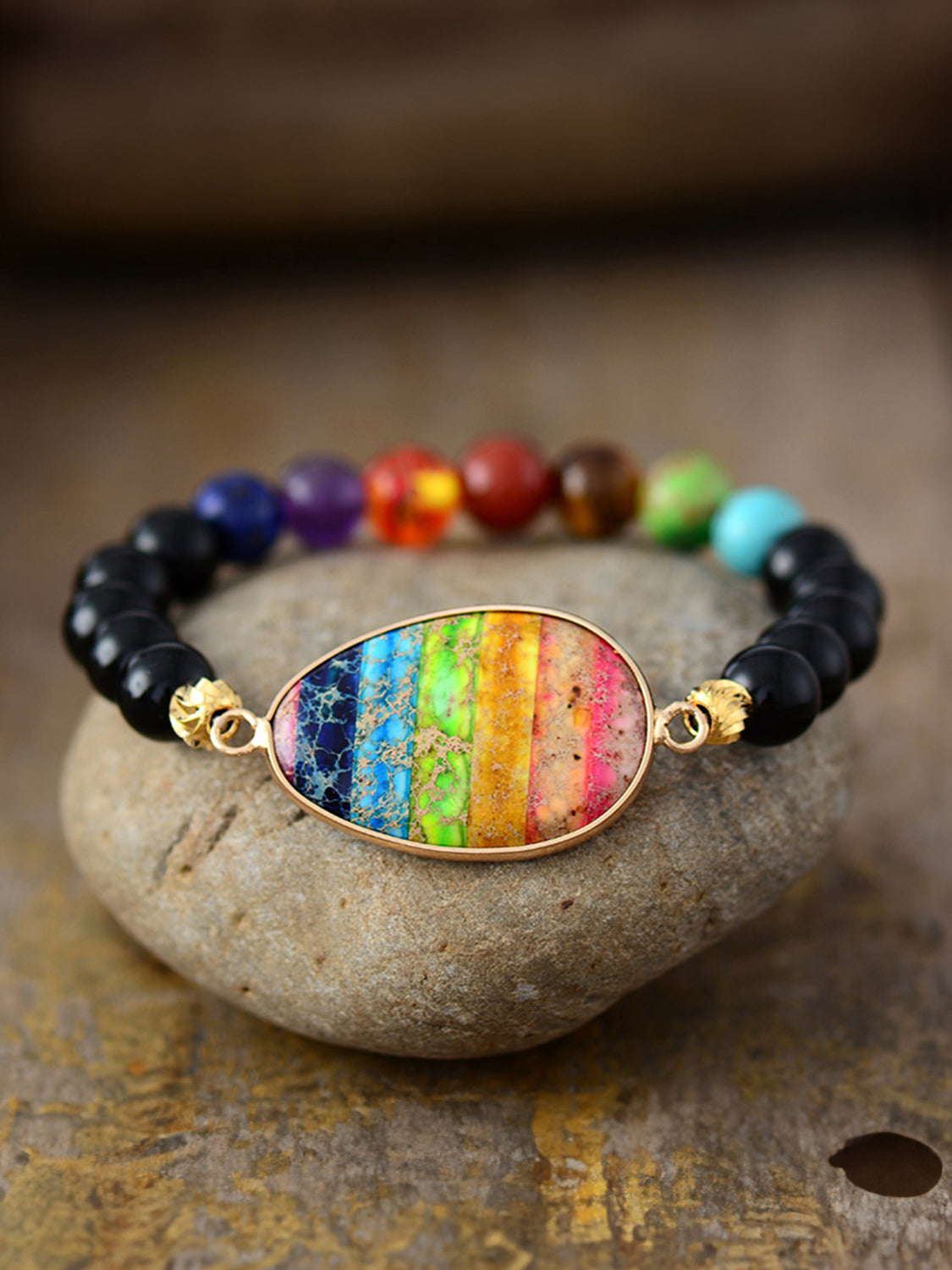 Geometrical Colored Beaded Stone Bracelet