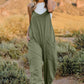 Bohemian V-Neck Sleeveless Jumpsuit with Pocket