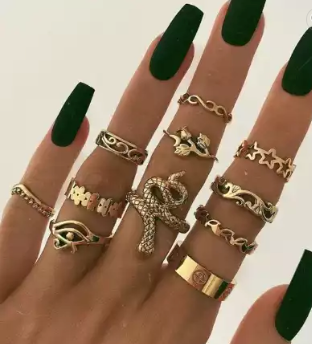 Fashion Stacking Rings Gold Color for Girls Women