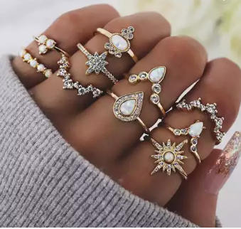 Fashion Stacking Rings Gold Color for Girls Women