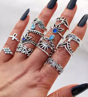 Fashion Stacking Rings Silver Color for Girls Women