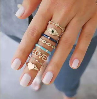 Fashion Stacking Rings Gold Color for Girls Women