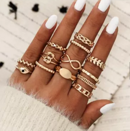 Fashion Stacking Rings Gold Color for Girls Women