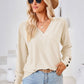 V-Neck Long Sleeve Button Detail Blouse