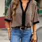 Geometric Print Ladies Notched Blouse
